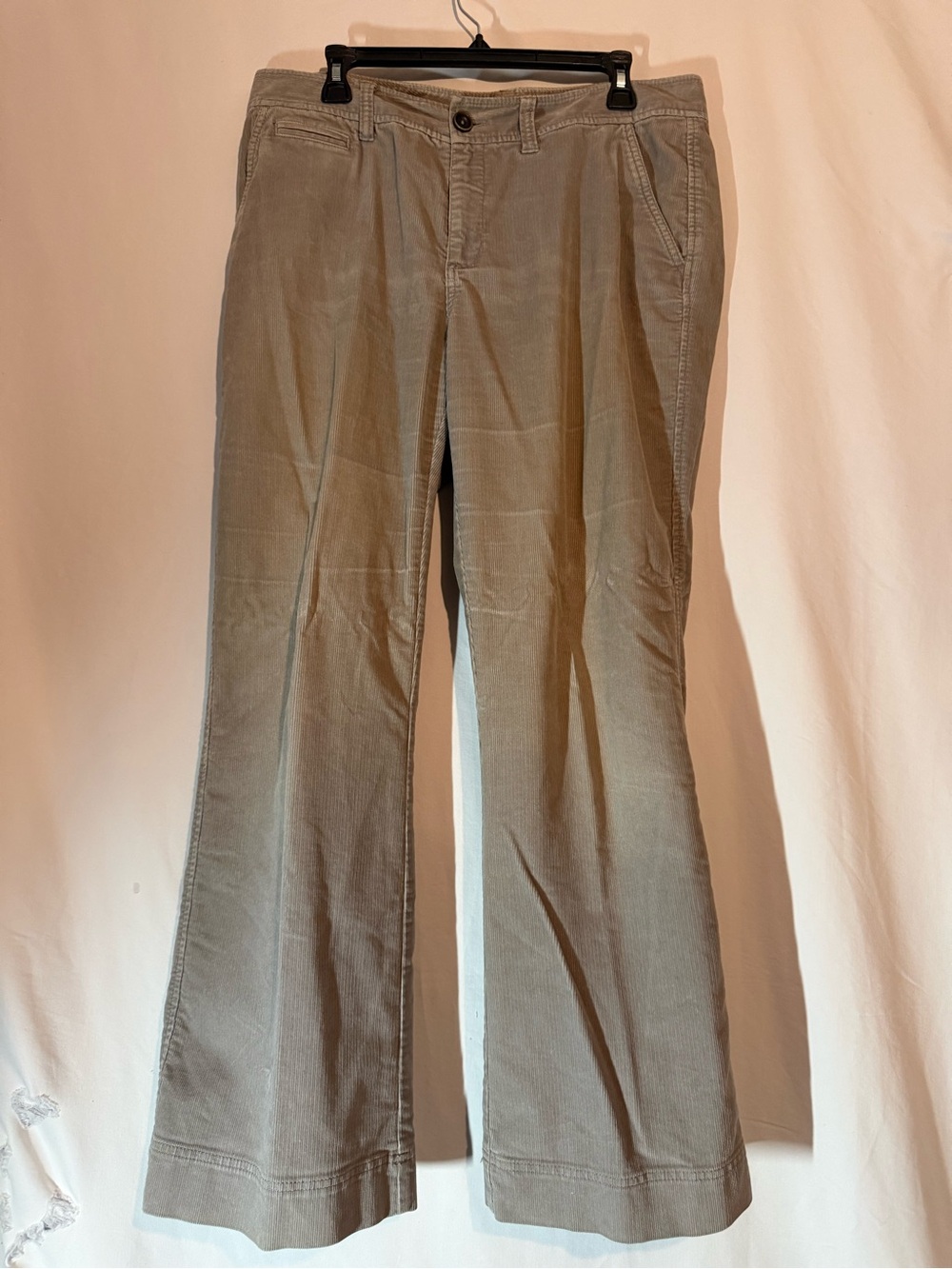 Eddie Bauer Women’s 12 Corduroy Pants Taupe Wide Leg Flare Stretch High Rise